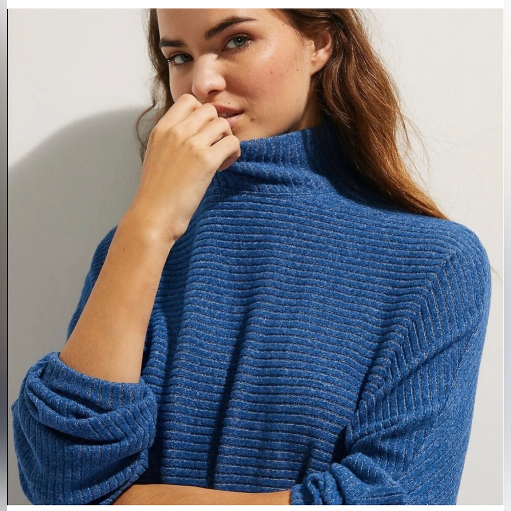 Anthropologie Mariah Ribbed Knit Blue Maxi Sweater Dress Size XL - Picture 6 of 14